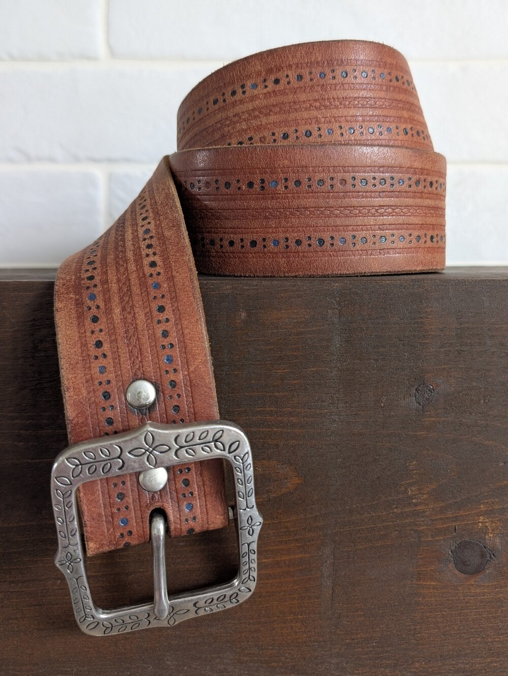 Genuine Leather Soft Wide Brown Belt With Silver Buckle